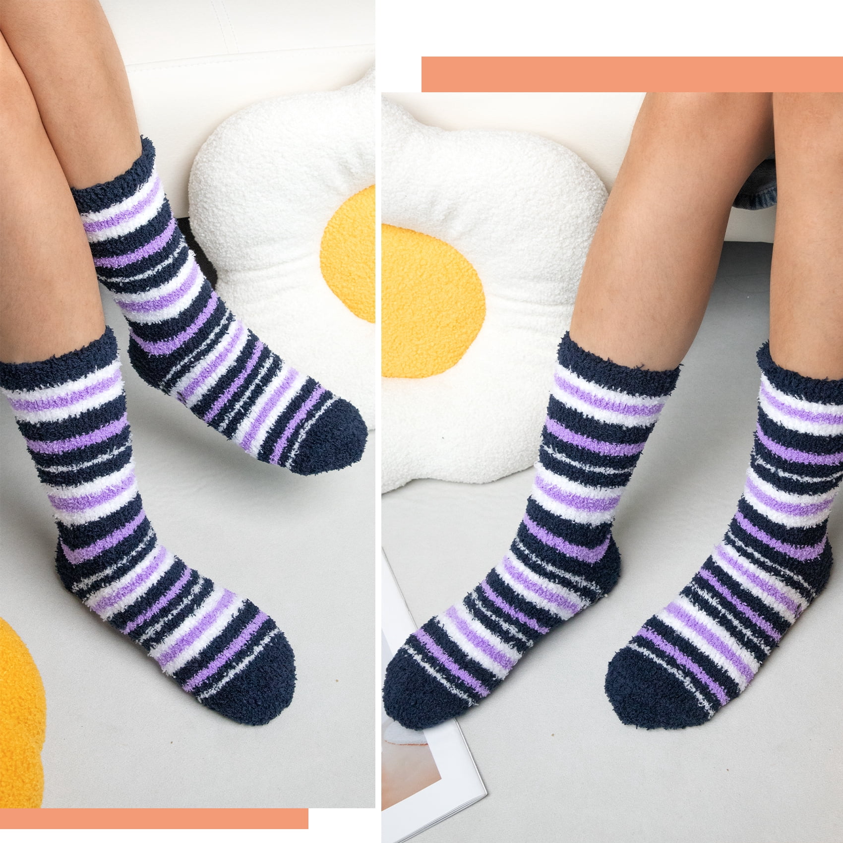 KOITHOT 6 Pack Men Fuzzy Socks Warm Winter Soft Fluffy Cozy Slipper Fleece Socks for Men