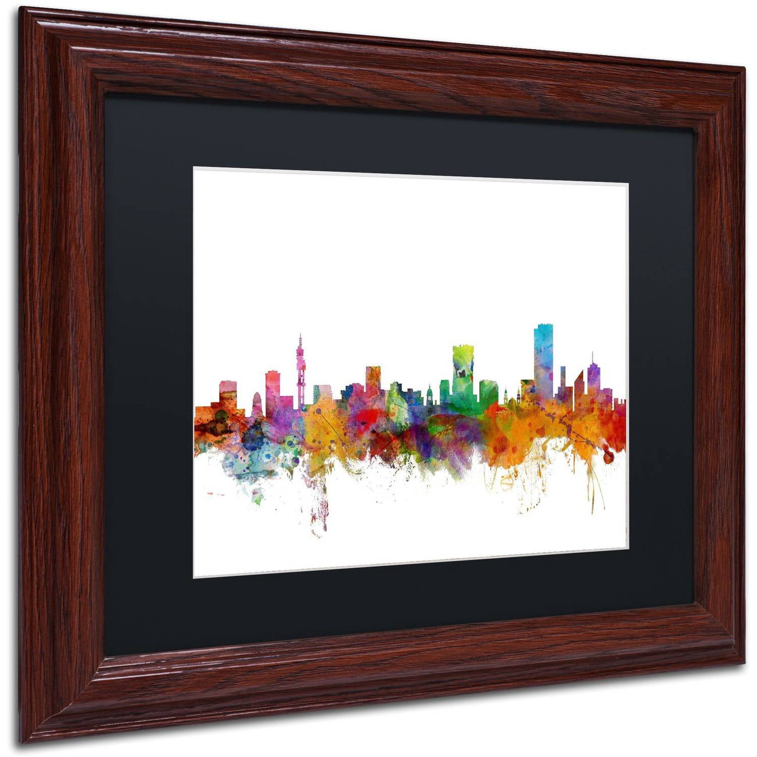 Trademark Fine Art "Pretoria South Africa Skyline" Canvas Art by Michael Tompsett Black Matte, Wood Frame
