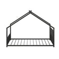 thumbnail image 5 of House Bed, Twin Size Bed Frame, Metal Bed with Roof and Colorful Lights, Slats Support No Box Spring Needed, Black Youth Bed, 5 of 11