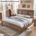 thumbnail image 3 of ACCOHOHO Rustic Queen Size Bed Frame with 52" Tall Full-Panel Headboard, Wood Platform Bedframe with Footboard and Storage Drawers, No Squeak, No Box Spring Needed, Light Brown, 3 of 8