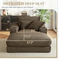 thumbnail image 5 of Muumblus Indoor Chaise Lounge with Cup Holders, No Assembly Required, Oversized Upholstered Lounge Chair Sofa Bed for Living Room, Bedroom, Apt., Brown Corduroy, 5 of 13