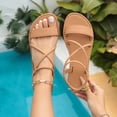 thumbnail image 5 of Sandals Women Women's Fashionable And Versatile Plus-Size Wrap Strap Roman Sandals Spring/Summer Style Trendy And Comfortable Sandals Khaki 42, 5 of 9