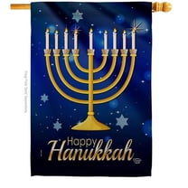 Ornament Collection  28 x 40 in. Happy Hanukkah House Flag with Winter Double-Sided Decorative Vertical Flags Decoration Banner Garden Yard Gift