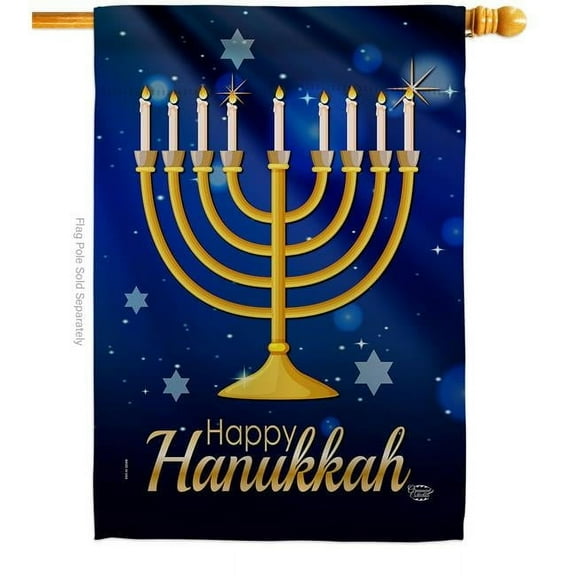 Ornament Collection  28 x 40 in. Happy Hanukkah House Flag with Winter Double-Sided Decorative Vertical Flags Decoration Banner Garden Yard Gift