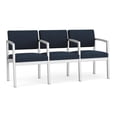 thumbnail image 1 of Lenox Steel Reception Waiting Room 3 Seats Chair / Silver Steel / Blue, 1 of 5
