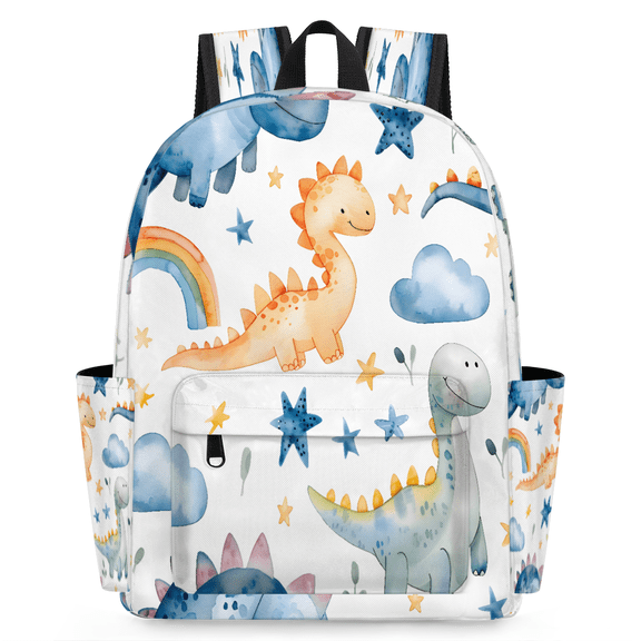 Jiaoprinted Cute Dinosaurs Backpack for Adults, Breathable Adjustable Strap Casual Daypack, Lightweight Rainbow Work Laptop Backpack