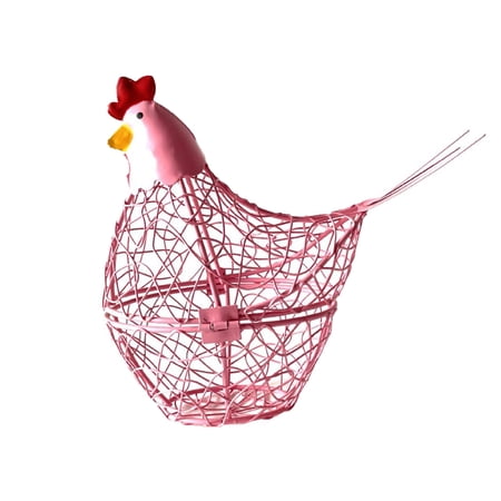Metal Wire Chicken Egg Storage Basket Decorative Fresh Egg Holder with Chicken Design Lid Portable Round Collectiong Basket for Kitchen Supplies Pantry(Red) Metal Wire Chicken Egg Storage Basket Decorative Fresh Egg Holder with Chicken Design Lid Portable Round Collectiong Basket for Kitchen Supplies Pantry(Red)