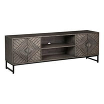 Bowery Hill Modern Wood Accent Cabinet in Distressed Gray & Black
