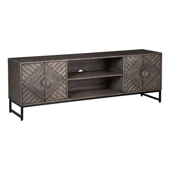 Bowery Hill Modern Wood Accent Cabinet in Distressed Gray & Black