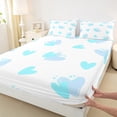 thumbnail image 3 of Manfei Valentine's Day 4 Pieces Queen Sheet Sets for Women Female Men,Blue Love Heart Print Ultra Soft Flat Sheet,Graffiti Splash Queen Fitted Sheet,Breathable Home Decor, 3 of 7