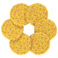 thumbnail image 7 of Yayeee 6 PCS Drink Coasters with Holder Set Woven Absorbent Round Tabletop Hot Pad, Pink White Stars, 7 of 7
