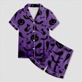 thumbnail image 5 of CAUYDY Girls Halloween Pajamas Sets Sleeping Pants Cute Print Home Short Sleeve Shorts Pajama Set Full Suit Clothes(L101-Purple,12-13 Y), 5 of 5