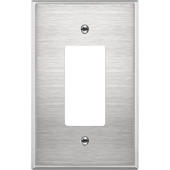 ENERLITES Decorator Switch or Receptacle Outlet Metal Wall Plate, Corrosion Resistant, Over Size 1-Gang, UL Listed, 7731O, 430 Stainless Steel, Silver