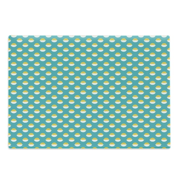 Yellow Bird Cutting Board, Repetitive Cartoon Baby Chickens in Cracked Eggs Pattern, Decorative Tempered Glass Cutting and Serving Board, in 3 Sizes, by Ambesonne