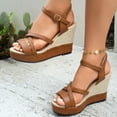 thumbnail image 6 of Viluyesy Women's Wedge Sandals, Adjustable Strap Open Toe Thick Sole Summer 2025 Comfortable Shoes Brown 5.5, 6 of 8