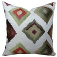 thumbnail image 5 of Thomas Collection Burgundy Olive Embroidered Linen Geometric Pillow - 11161, 5 of 5