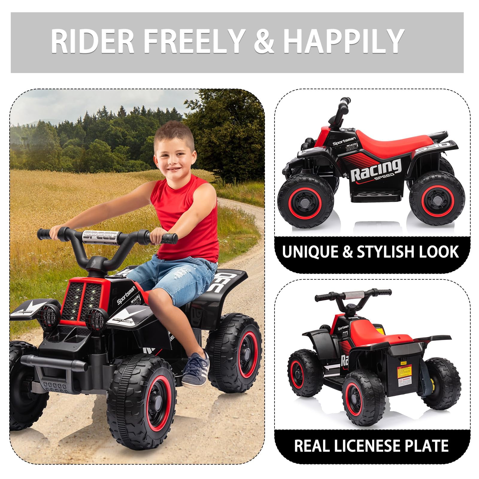 TROPOW Electric Ride On Cars with Remote Control,6V Kids Ride-On ATV – Fun, Safe, and Thrilling Outdoor Adventure Toy,Black
