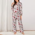 thumbnail image 2 of Honeii Cartoon Santa and Reindeer Print Women's Pajama Sets Long Sleeve Button Down Sleepwear Nightwear Soft Pjs Lounge Sets 2PCS-X-Large, 2 of 7