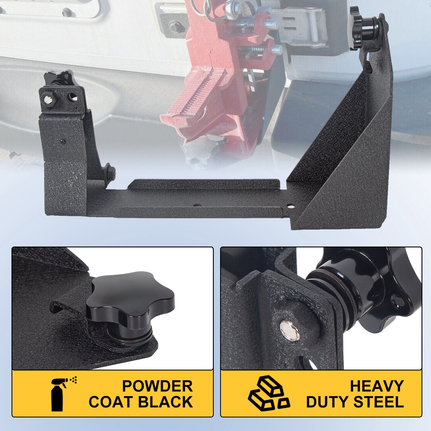 Kojem Off-Road Tailgate Hi-Lift Jack Rear Door High Mount Bracket for 2007-2018 Jeep