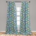 thumbnail image 5 of Exotic Curtains 2 Panels Set, Continuous Nature Themed Pattern with Colorful Tropic Jungle Leaves, Window Drapes for Living Room Bedroom, 56"W X 95"L, Blue Grey and Multicolor, by Ambesonne, 5 of 5