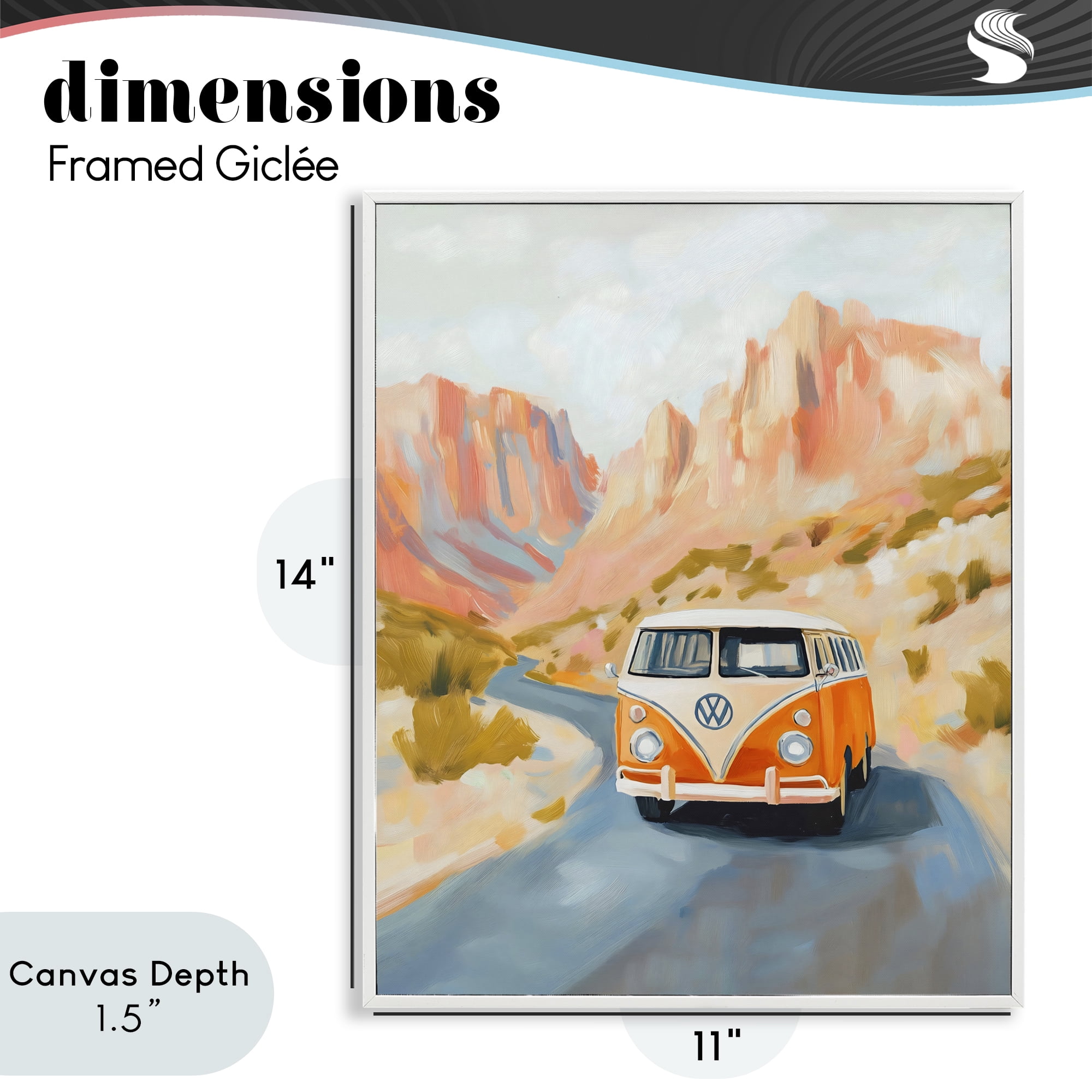 Stupell Industries Van Life Desert Canyon White Framed Giclee Art, design by The Prints Vibe