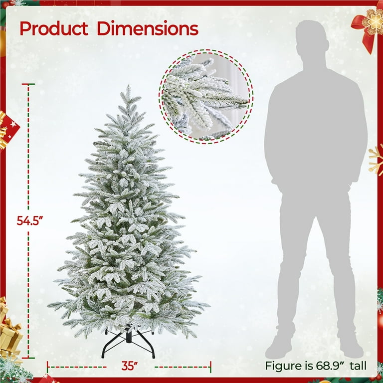 Alden Design 4.5ft Pre-lit Flocked Artificial Christmas Tree with