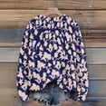 thumbnail image 5 of Long Sleeve Pullover Sweaters For Women O Neck Casual Cute Printing Knit Oversized Sweater for Fall Winter Floral Designs,Pink,2XL, 5 of 6