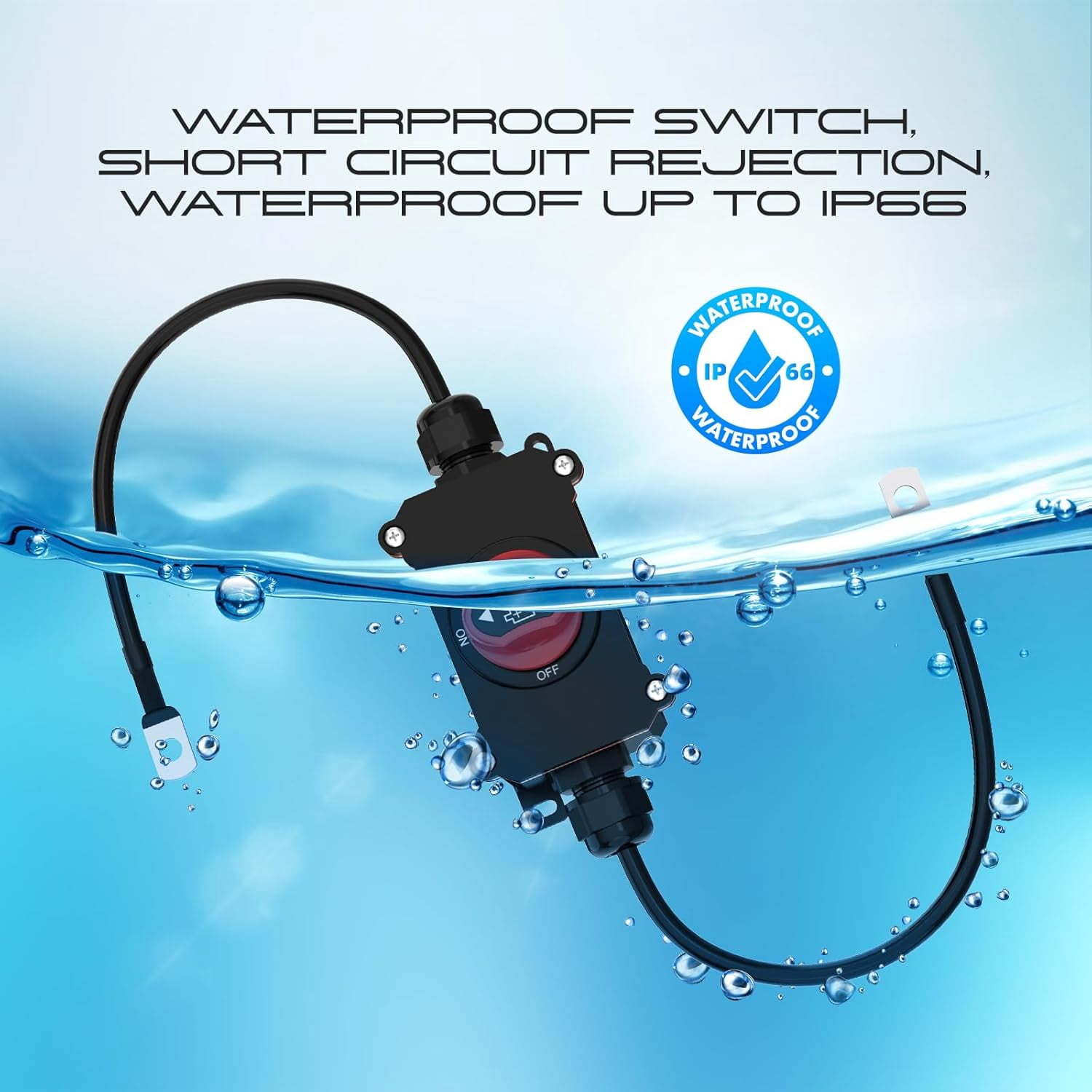Top Post Battery Disconnect Switch, Waterproof Battery Cut Off Switch with Wire 12-48V Heavy Duty for Car RV Boat and Vehicle(On/Off)