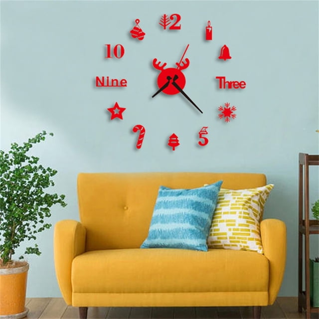 Xihbxyly Reloj de Pared Diy Sin Marco, Efecto Espejo 3D Creativo, Diseño Moderno, Pegatinas Autoadhesivas, Fácil Instalación, Decoración para El Hogar y La Oficina, Arte de Pared Elegante, 80 Cm de D