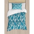 thumbnail image 3 of Paisley Duvet Cover Set, Ocean Inspired Design with Stripes and Flowers Abstract Background Image Print, Decorative 3 Piece Bedding Set with 2 Pillow Shams, Queen Size, Blue and White, by Ambesonne, 3 of 3