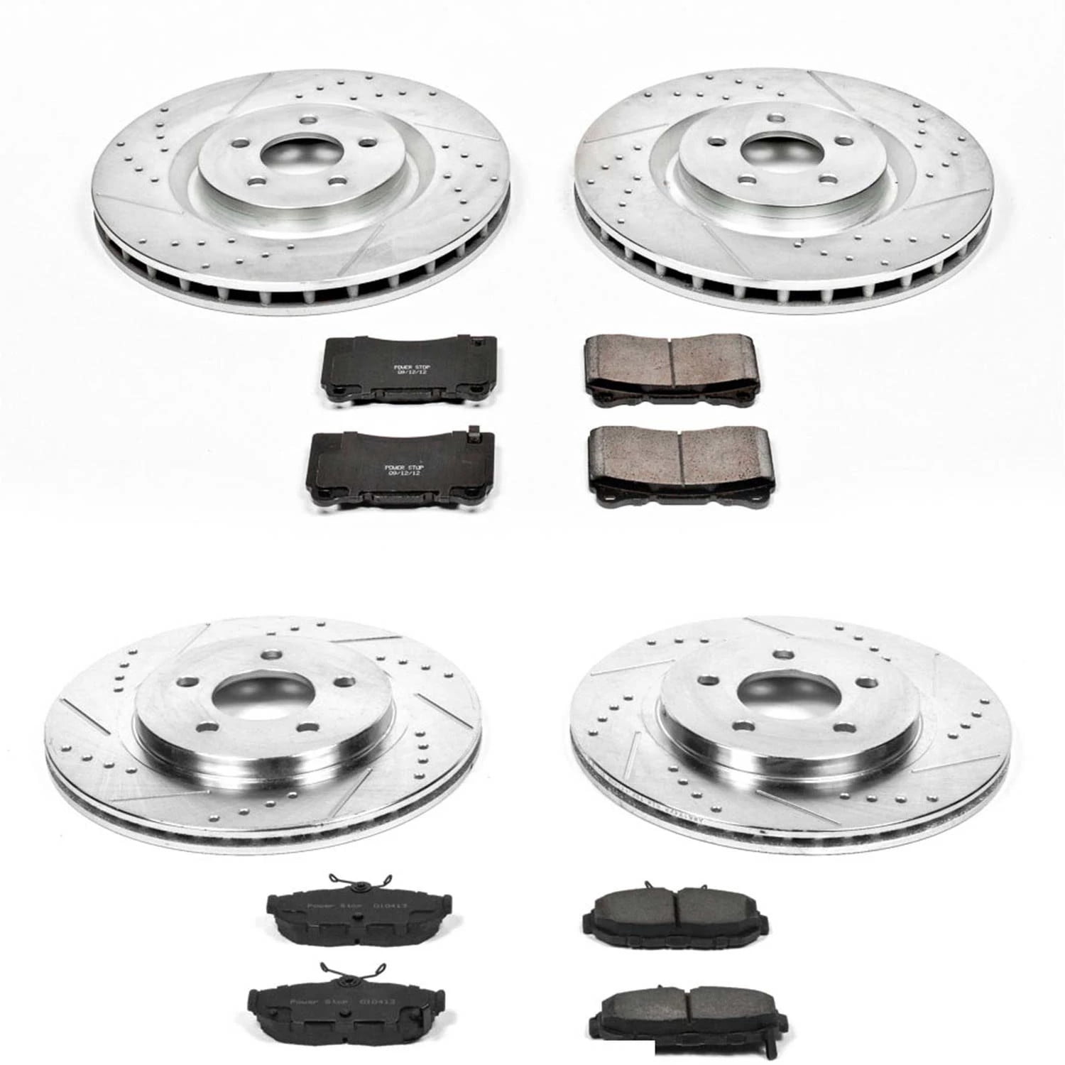 PowerStop Front and Rear Z23 Evolution Sport Carbon-Fiber Ceramic Brake Pad and Drilled & Slotted Rotor Kit Fits: FORD Select Models K4148