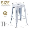 thumbnail image 2 of White Metal Barstools Set of 4, 24" High Bar Stools Backless, Indoor-Outdoor Counter Height Stools with Square Seat, 2 of 5
