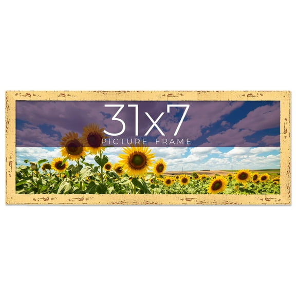 31x7 Frame Yellow Real Wood Picture Frame Width 1.25 inches | Interior Frame Depth 0.5 inches |