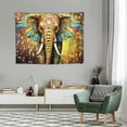 thumbnail image 2 of COMIO Elephant Tapestry,watercolor Aztec Gold Elephant With Gold Rain Shine Flicker Glow Jewelry Stones Light/Indian Bohemian Wall Hanging Tapestry For Wall Hanging Decor For Bedroom Living Room Dorm, 2 of 7
