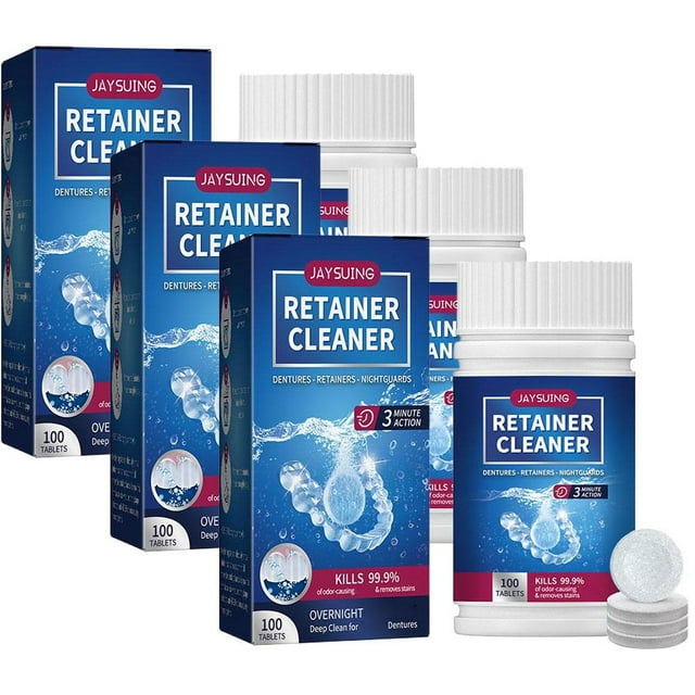 Retainer Cleaner 100 Denture Cleaning Tablets Stain Cleanser Plaque Remover