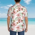 thumbnail image 4 of Pofeuu Lilies Flowers Print Hawaiian Shirt for Men Sleeves Casual Button Down Summer Beach Dress Shirts T-Shirts,3X-Large, 4 of 7