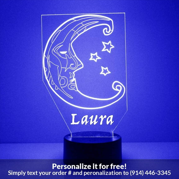 Mirror Magic Store Crescent Moon and Stars Color Changing Personalized LED Light with Remote Control