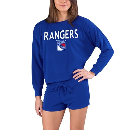 Women s Concepts Sport Blue New York Rangers Gather Long Sleeve Top & Shorts Set