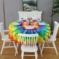 thumbnail image 2 of Colorful Rainbow Tie Dye Spiral Pattern Round Tablecloth 60"x60",Wrinkle Wipeable Table Cloth for Kitchen Dining Room Picnic Patio Party, 2 of 6