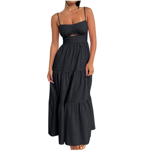 Birdeem Robe Sans Manches pour Femmes, Mode Aguichant, Couleur Unie, Ajourée, à Fermeture Éclair, Camisole