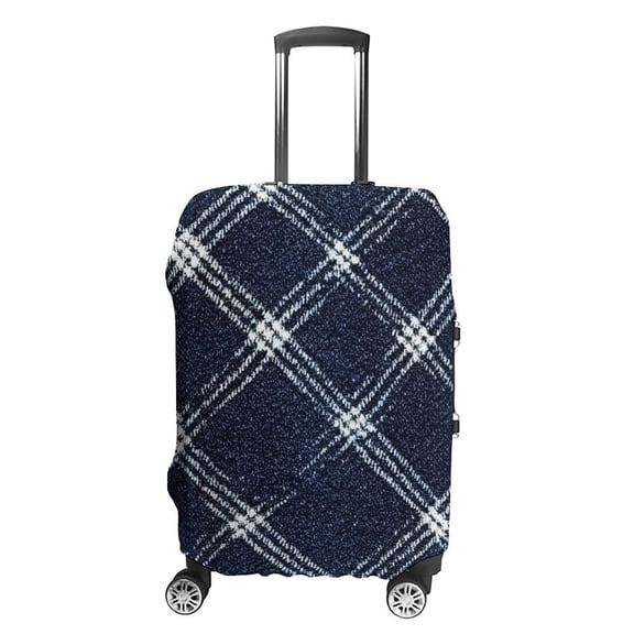 Luggage Bag Cover Is Durable And Washable It Has Double Stitching On All Sides There Are Two Openings On The Top For Travel Small Argyle Plaid Blue_1