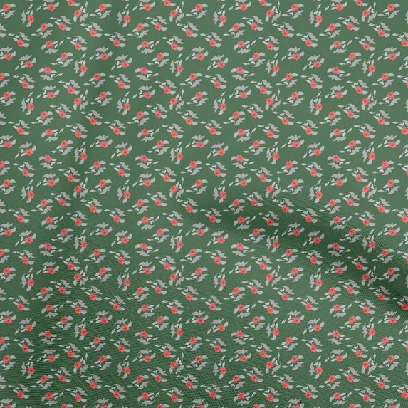 oneOone Cotton Jersey Green Fabric Floral Quilting Supplies Print Sewing Fabric By The Yard 58 Inch Wide