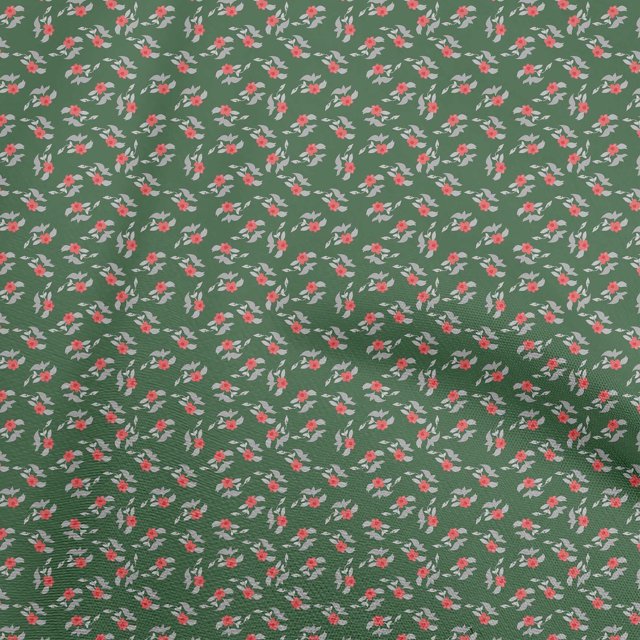 oneOone Tissu Velours Vert Floral Tissu pour Robe Tissu Imprimé au Mètre 58 Pouces de Large