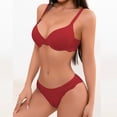 thumbnail image 6 of JSGEK Women Push Up Bra and Thong Set Plunge Neckline Adjustable Straps Intimate Lingerie for Bedroom Wear Red L, 6 of 6
