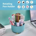 thumbnail image 3 of Desk Organizer, 360-Degree Rotating Pen Holder, Desk Organizers and Accessories with 5 Compartments Pencil Holder, Art Supply Storage Box Caddy for Office, Home（Light Blue）, 3 of 14