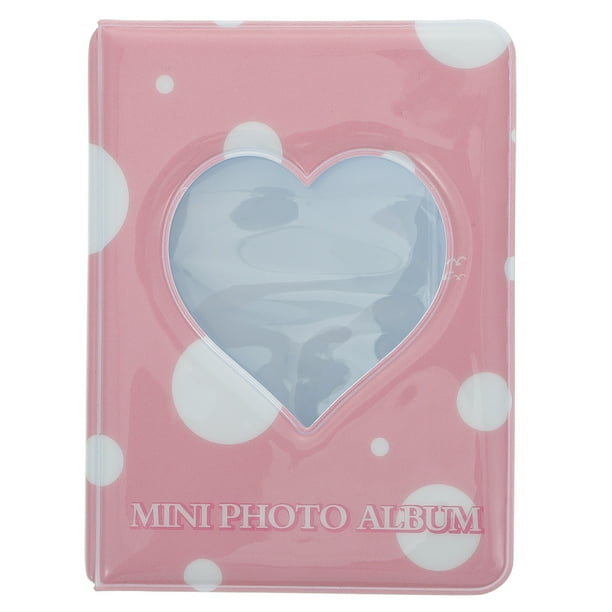 KAKOWELY Miniálbum de fotos con forma de corazón hueco, pequeño álbum de fotos, tarjetas con imágenes, soporte para álbum