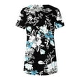 thumbnail image 5 of Raeneomay Summer Tops Curved Hem Flowy Shirts Women's Casual Round Neck Casual Button Printed Short Sleeve Blouse Short Sleeve Round Neck Blouse/Shirt, 5 of 5