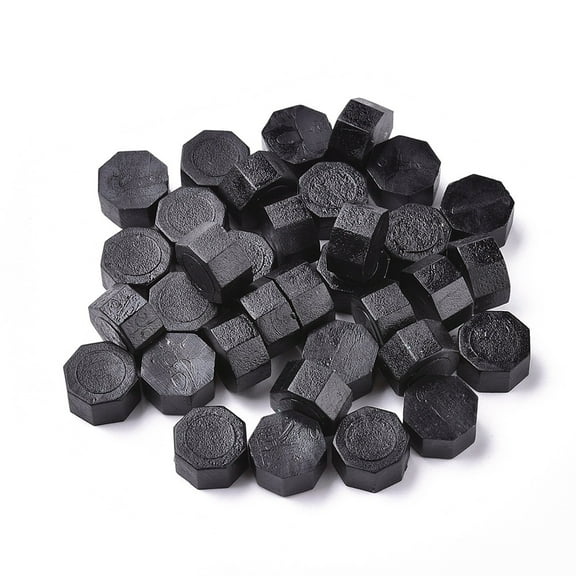 100pc Sealing Wax Particles for Retro Seal Stamp Octagon Black 9mm
