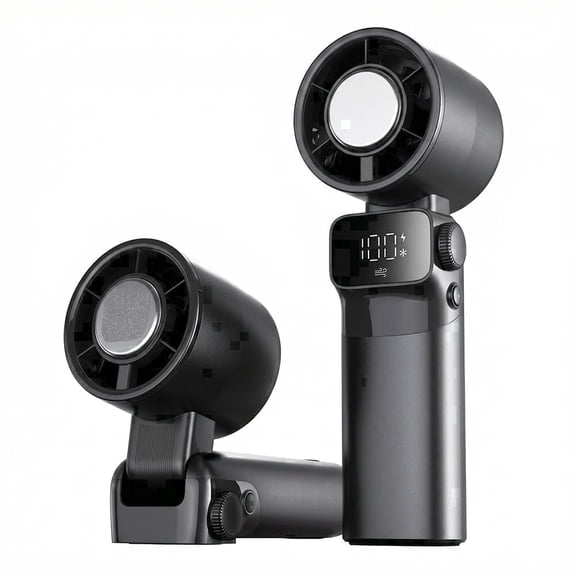 Portable Handheld Turbine Fan, 100 Speed Settings, Type-C Fast Charging, LED Display, Suitable for Travel, Working, Black