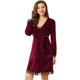 thumbnail image 2 of Conjunto de pijama de terciopelo de 2 piezas para mujer, camisón de encaje, ropa de dormir, vestido camisero, conjunto de bata midi, camisón rojo S, 2 of 6